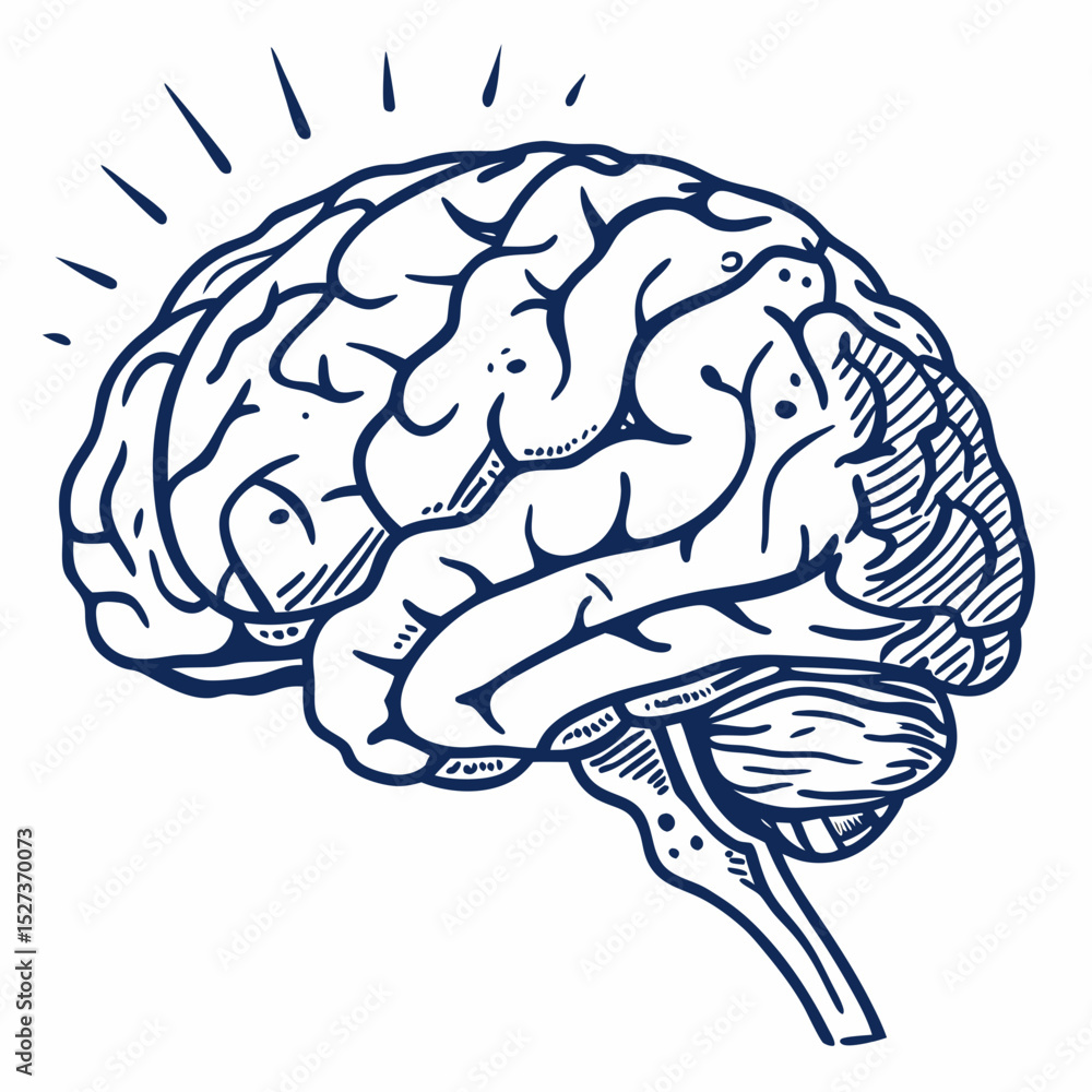 Obraz premium Brain with halftone stipple effect vector