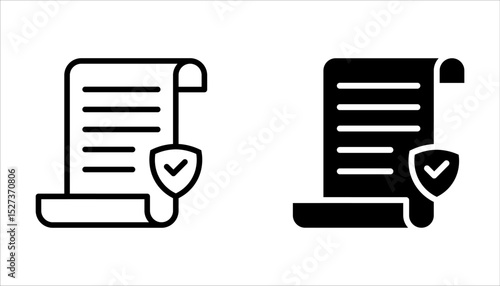 Insurance policy line icon set. Risk coverage document sign. Policyholder symbol on white background