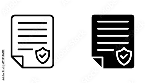 Insurance policy line icon set. Risk coverage document sign. Policyholder symbol on white background