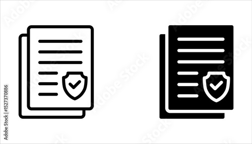 Insurance policy line icon set. Risk coverage document sign. Policyholder symbol on white background