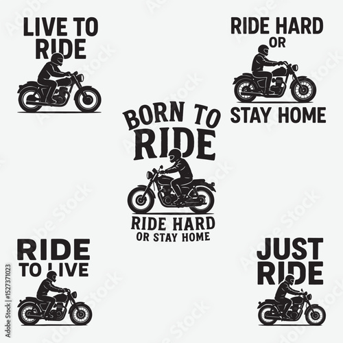 Motorcycle Rider Typography  bundle Set – Vintage Biker Quotes for T-Shirts, Stickers, and Posters