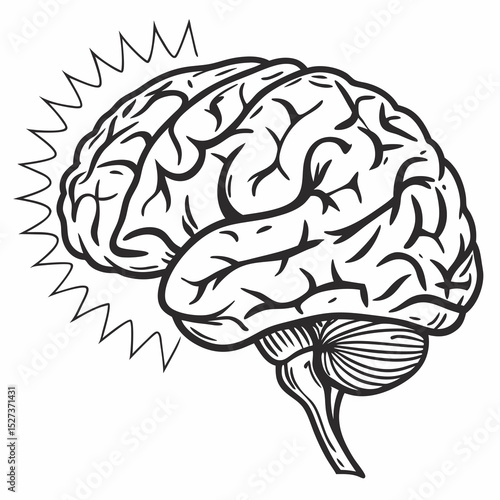 Brain with halftone stipple effect vector	