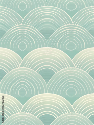 Seamless vector pattern of abstract ocean waves with a retro geometric design, perfect for textile and wallpaper illustration