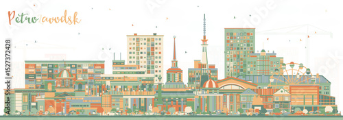 Petrozavodsk Russia city skyline with color buildings. Petrozavodsk cityscape with landmarks. Travel and tourism concept with modern and historic architecture.