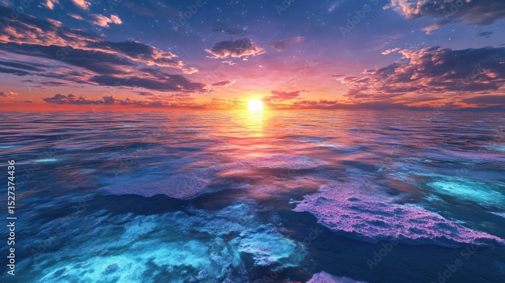 Fototapeta premium Majestic Sunset over Calm Ocean