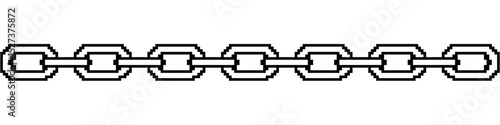 Pixel chain vector for classic metal chains in a pixelated style. It's perfect for retro gaming themes, digital art, or abstract industrial designs, symbolizing connection or strength.