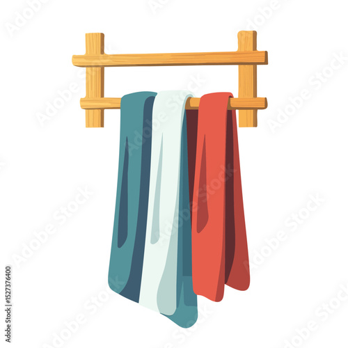 Towel Rack 2D flat vector illustration, isolated on a white background.