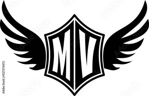 MU logo emblem with winged and shield template