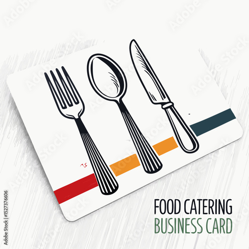 Design a bold, vector illustration of a food catering truck, emphasizing vibrant colors and strong lines.  Include logo space.