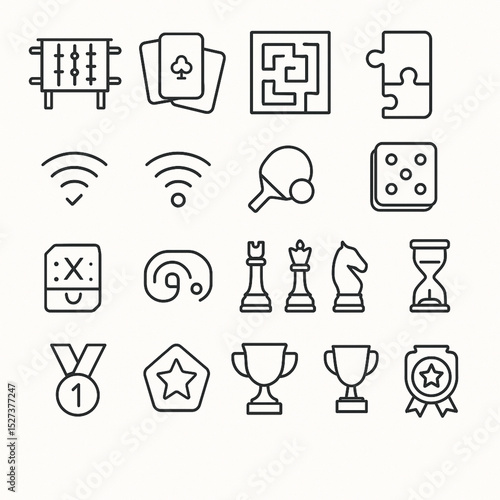 Hobbies, Entertainment, and Gaming Line Art Icons.