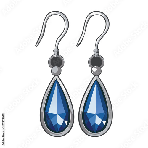Silver Hook Blue Teardrop Gemstone Earrings