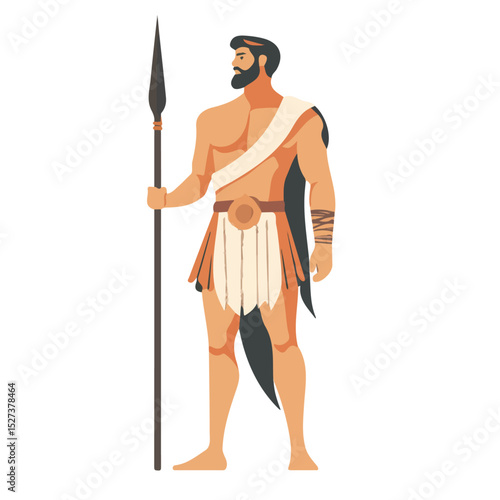2D flat Theseus Greek Mythology illustration vector, isolated on a white background.