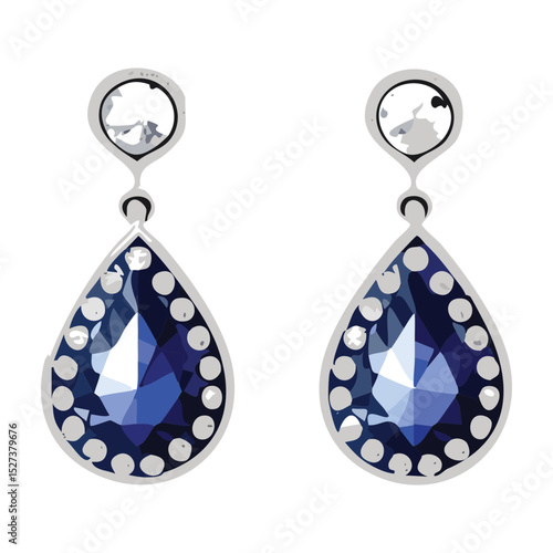 Sparkling Sapphire Gemstone Teardrop Earrings