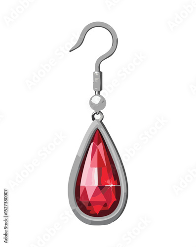 Silver Hook Red Faceted Teardrop Earring