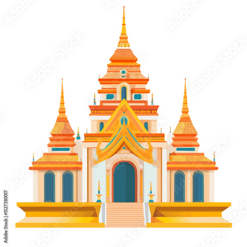 2D flat Temples  Religious Structures vector illustration, isolated on a white background.