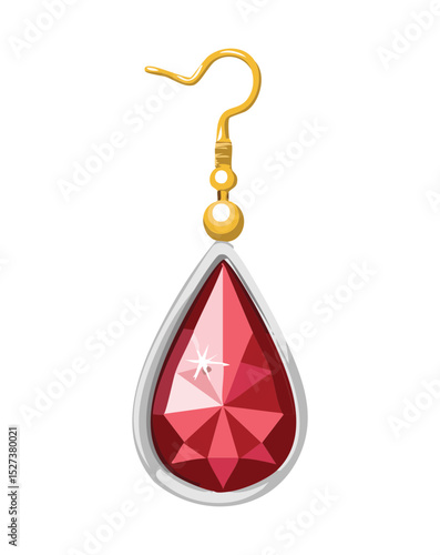 Ruby Gemstone Dangle Earring Illustration