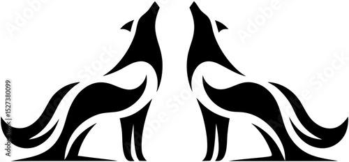 Wild animal logo vector dual fox, wolf, and jackal in modern design.