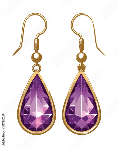 Golden Hook Purple Teardrop Gemstone Earrings
