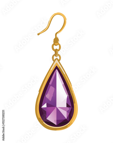 Golden Frame Purple Teardrop Gemstone Earring