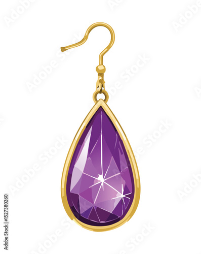 Golden Hook Purple Teardrop Gemstone Earring