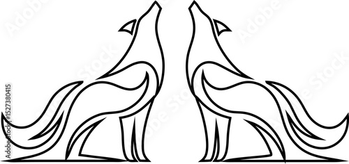 Wild animal logo vector dual fox, wolf, and jackal in modern design.
