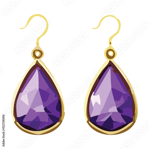 Golden Hook Purple Teardrop Gemstone Earrings