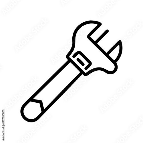 Adjustable wrench icon in black outline style on white background