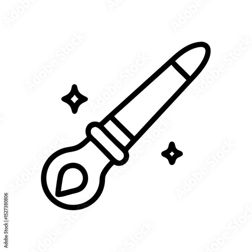 Dropper icon in black outline style with sparkle elements
