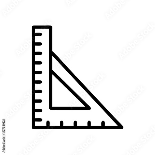 Triangle ruler icon in black outline style on white background