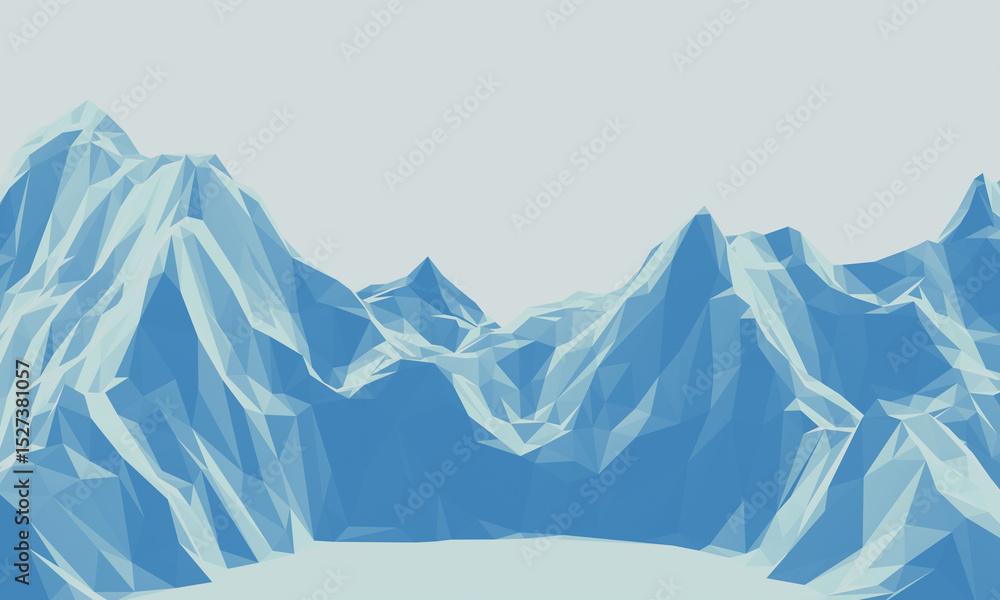 Fototapeta premium Blue low polygon ice mountain