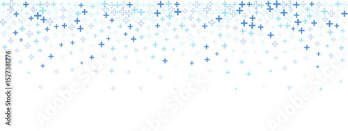 Seamless blue background with abstract plus pattern. Clean medical design with healthcare symbols in modern layout. Perfect for school and digital projects.