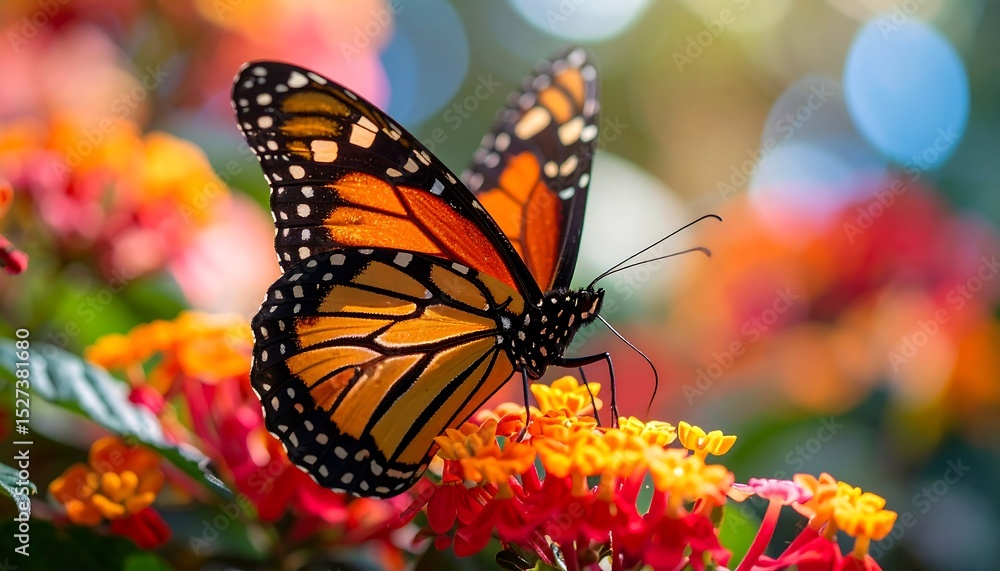 Fototapeta premium Monarch Butterfly on Vibrant Flowers