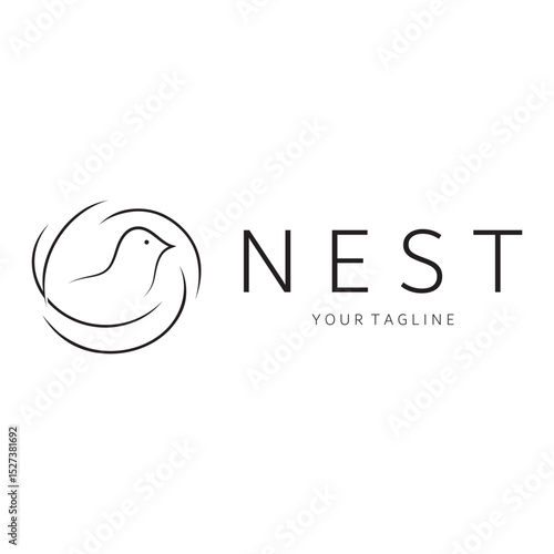 bird nest logo icon illustration design template, for bird farm, bird business, bird house, bird conservation with modern minimalist vector concept