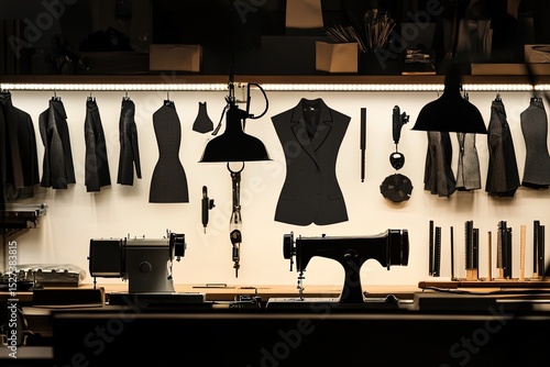 Wallpaper Mural Silhouette of a Fashion Designers Studio - Sewing Torontodigital.ca