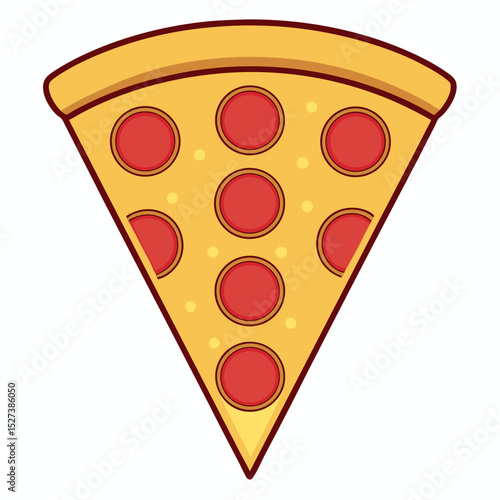 Vector Illustration of a Pepperoni Pizza Slice with Melting Cheese in Flat Style