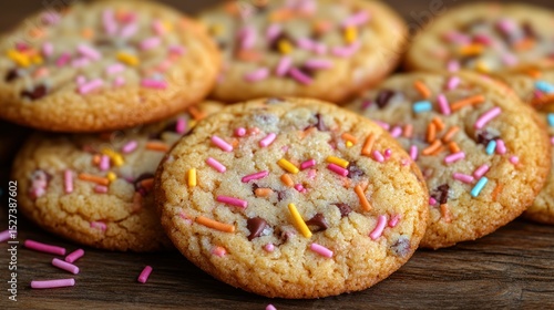 Wallpaper Mural Colorful chocolate chip cookies piled high Torontodigital.ca