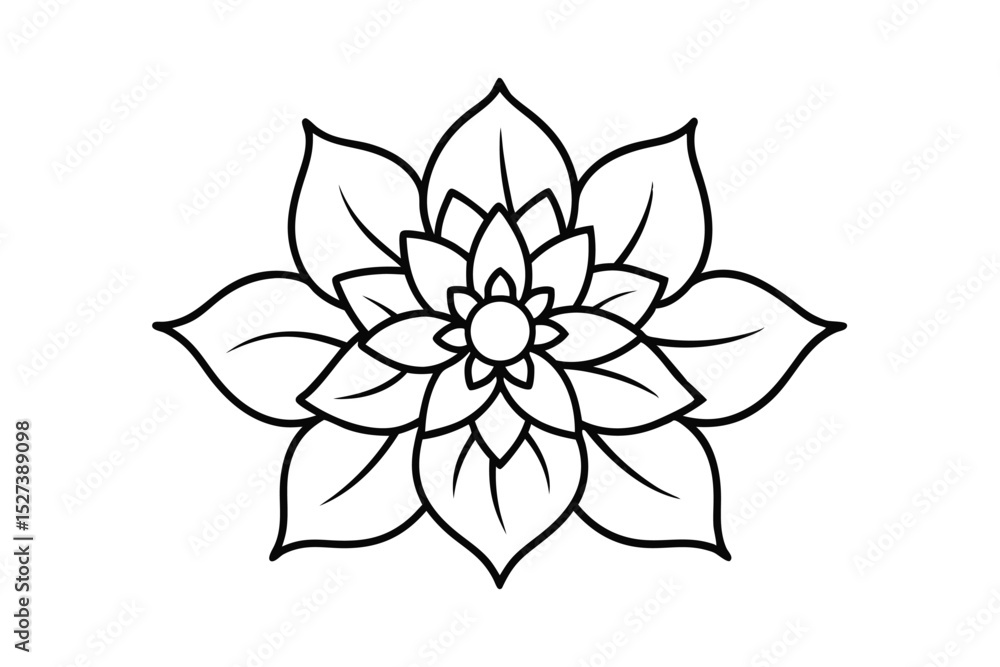 Obraz premium Monochrome floral outline with elegant fine lines vector art illustration