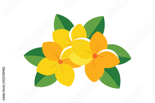 Tropical plumeria cluster with lush island vibe vector art illustration