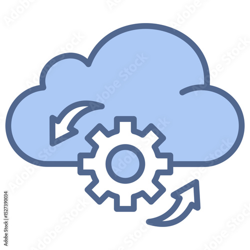 Cloud Processing Blue Icon