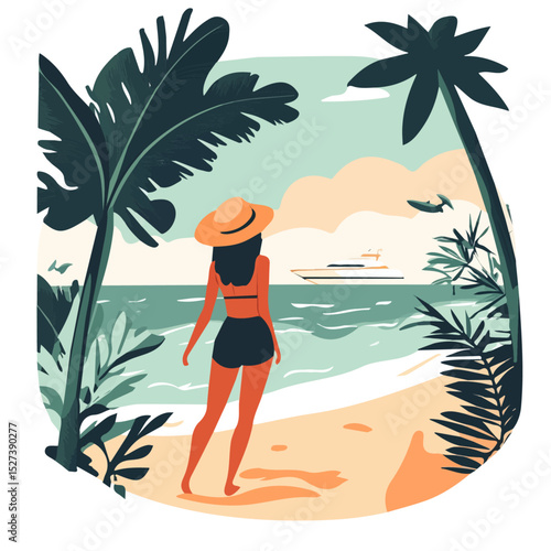 Summer 2D flat vector illustration, isolated on a white background.