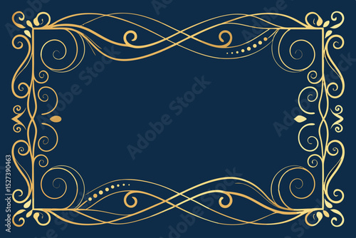 Create elegant gold monoline swirl border designs suitable for various applications.  Include variations in swirl complexity and density.