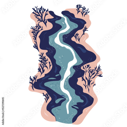 2D flat Subterranean Rivers vector illustration, isolated on a white background.