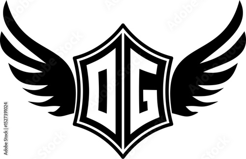 OG logo emblem with winged and shield template