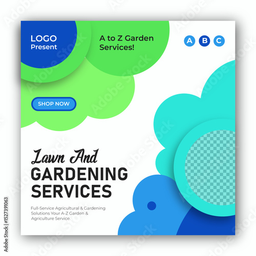 Lawn and gardening services social media post design template