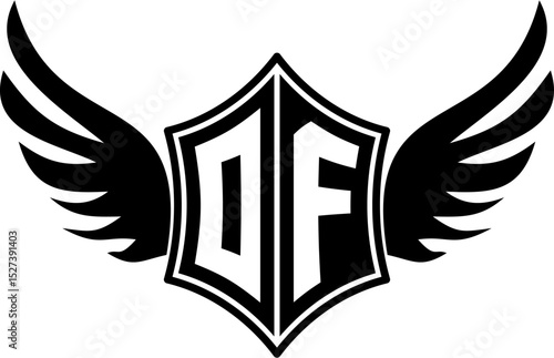 OF logo emblem with winged and shield template