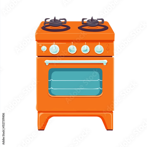 2D flat vector illustration of Stove, isolated on a white background.