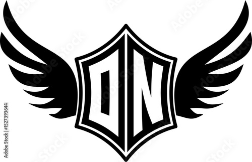 ON logo emblem with winged and shield template