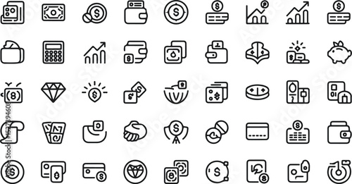 Finance and Money Icons: A Collection of Line Art Graphics