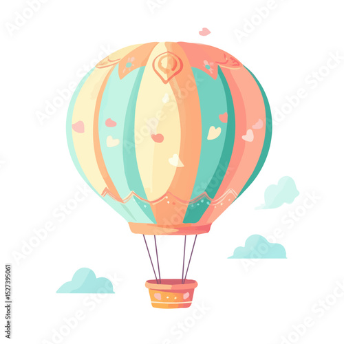 Spring Festival Balloon Joy 2D flat vector illustration, isolated on a white background.
