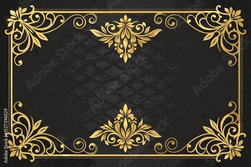 Design a lavish vector border for a luxury invitation, incorporating royal-inspired elements like crests, flourishes, and regal colors.  Ensure high resolution and elegant style.
